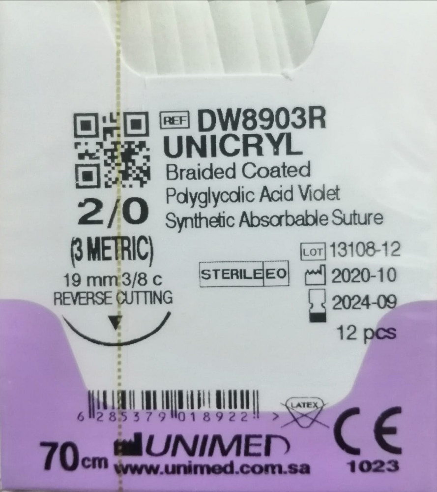 خيط فيكريل VICRYL SUTURE 2/0 24MM 3/8C CUTTING