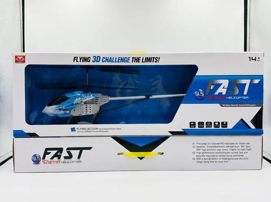 هليكوبتر ريموت FAST 3.5 قناة لون أسود أخضر تحليق داخلي إضاءة ليلية — من عمر 14 سنة