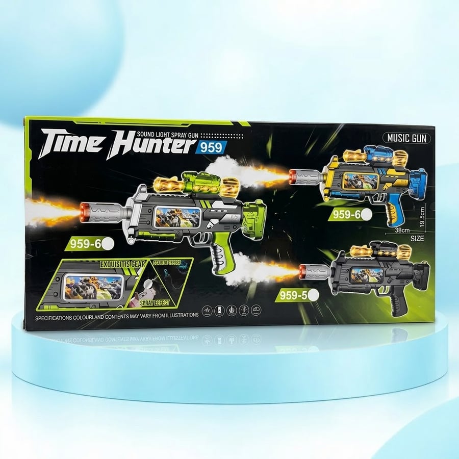 مسدس تايم هنتر Time Hunter 959 — صوت إضاءة رذاذ وموسيقى من عمر 3 سنوات