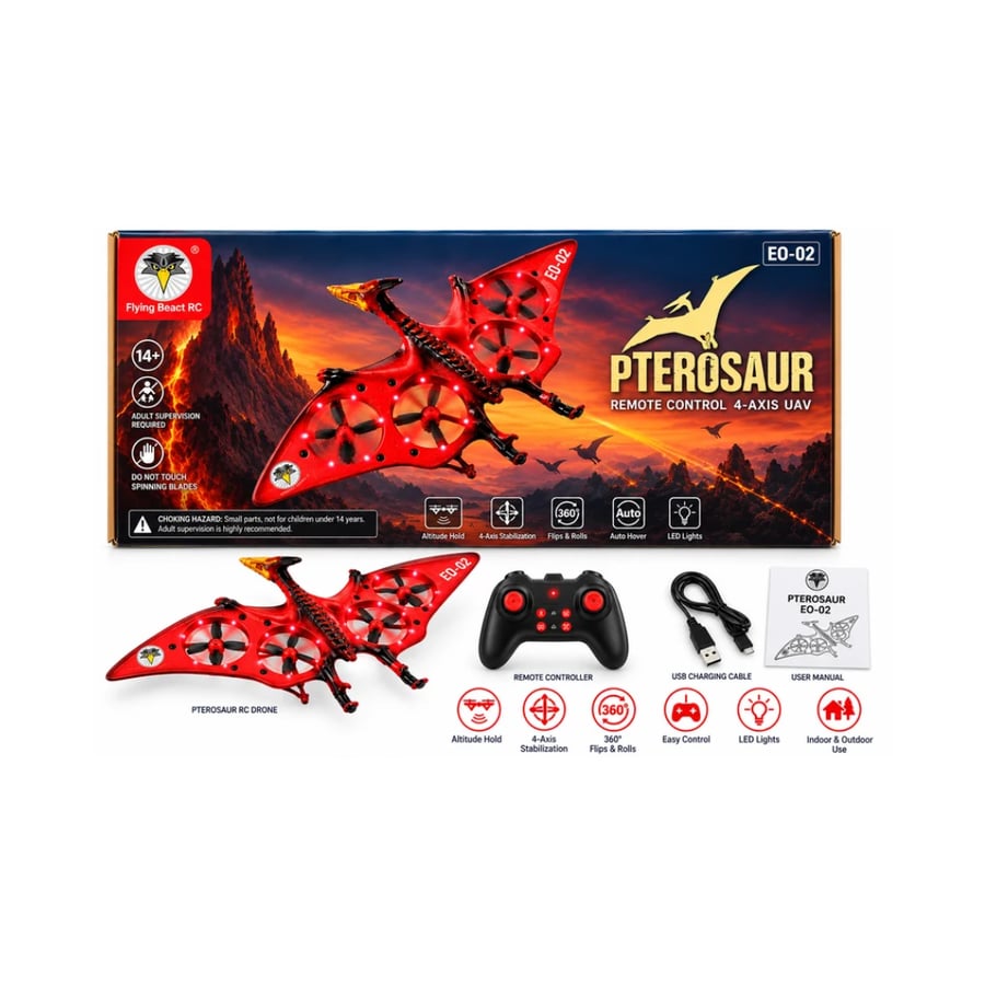 درون ديناصور بتيروصور Pterosaur ريموت 4 محاور إضاءة فوم — لعمر 14 سنة فأكثر