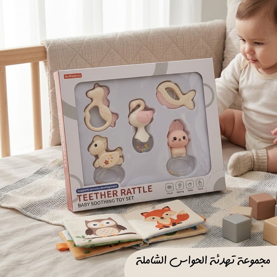 طقم عضاضة وخشخيشة للرضع