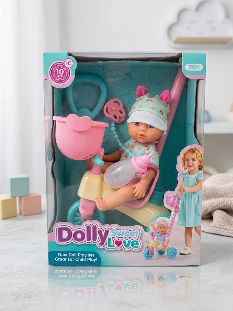 دمية بيبي سويت لاف مع عربة Baby Sweet Love — 10 أصوات ومجموعة لعب من عمر 36 شهر