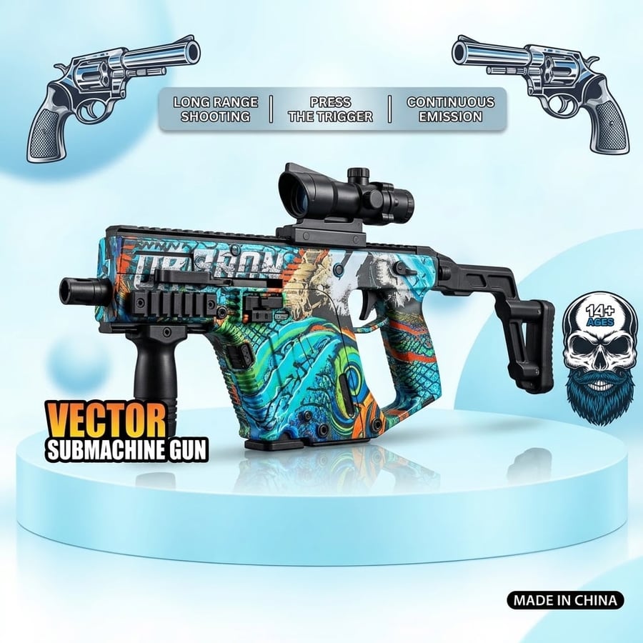 مسدس فيكتور كهربائي Vector Submachine Gun — مدى طويل وإطلاق مستمر من عمر 14 سنة
