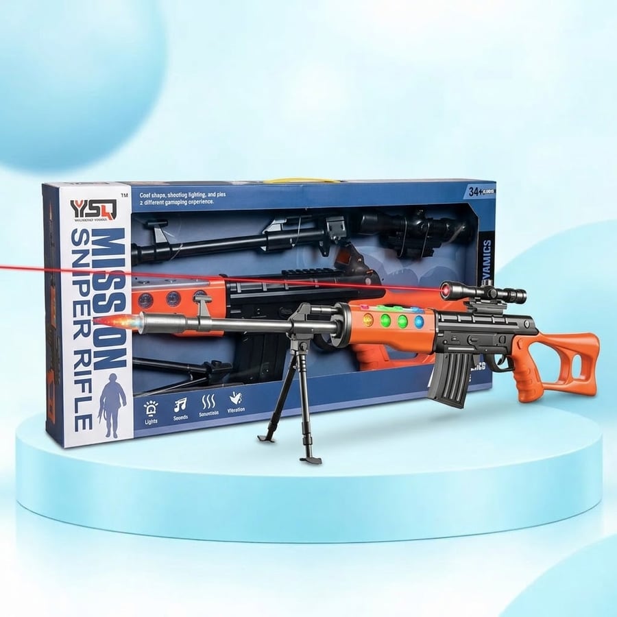 بندقية قناص Mission Sniper Rifle — إضاءة صوت اهتزاز وبطارية من عمر 3 سنوات