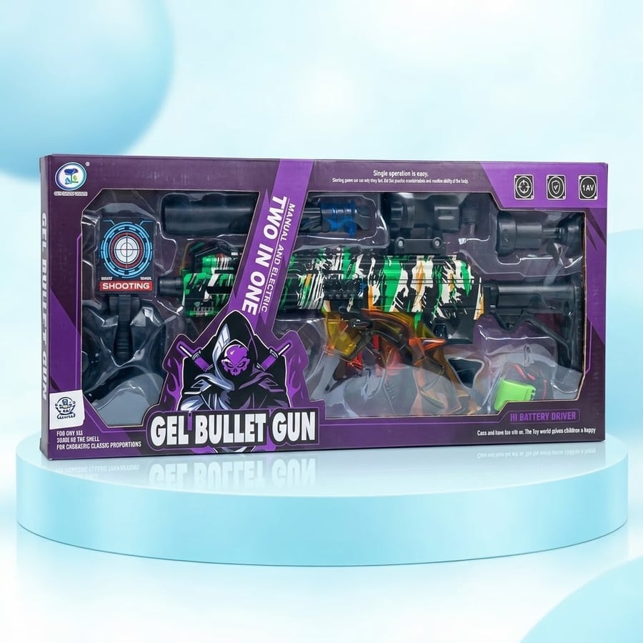 مسدس جل بول 2 في 1 Gel Bullet Gun — يدوي وكهربائي ببطارية 7.4 فولت