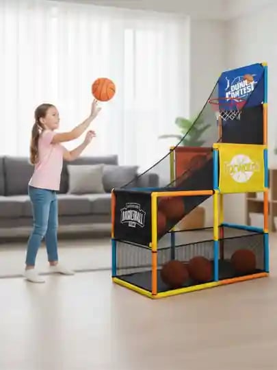 ستاند كرة سلة منزلي إلكتروني Rival Slam Dunk مع عداد ديجيتال وشبكة تجميع للكرات — للأطفال