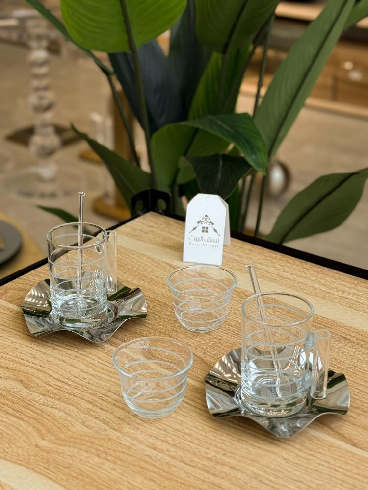 Tea and coffee set 24 pieces with an elegant design and silver color