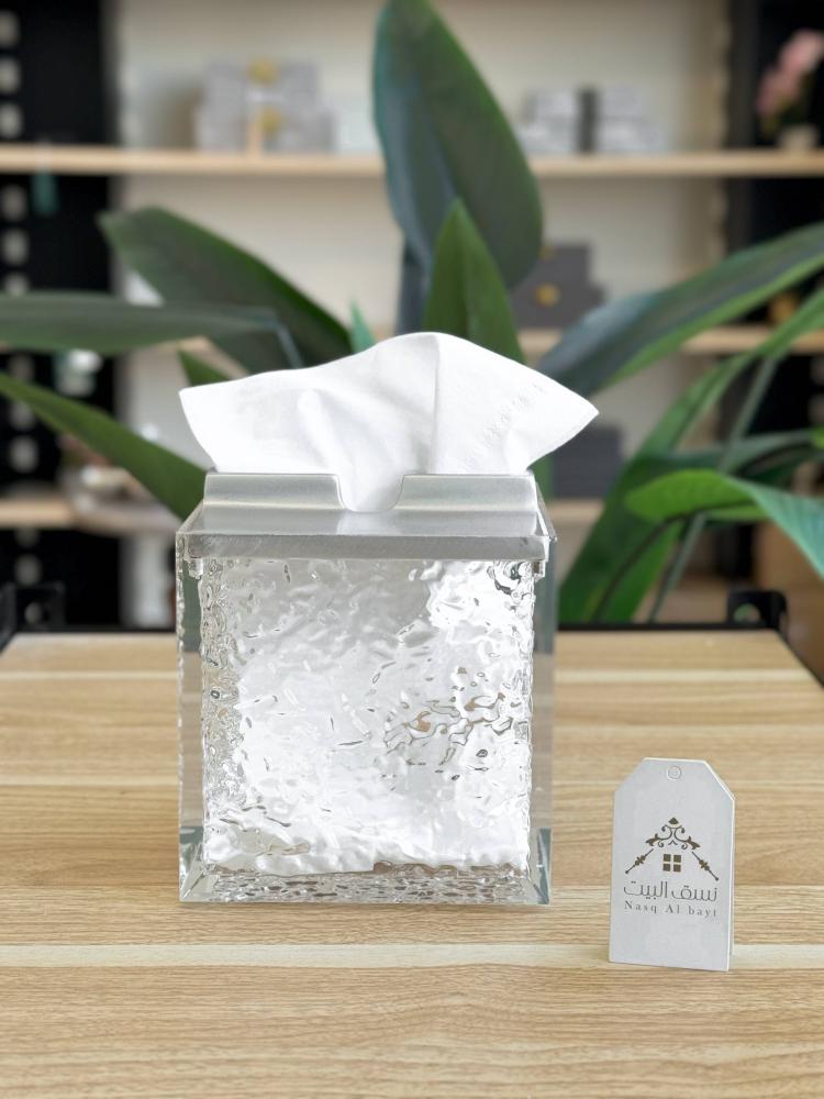 A tissue holder made of acrylic