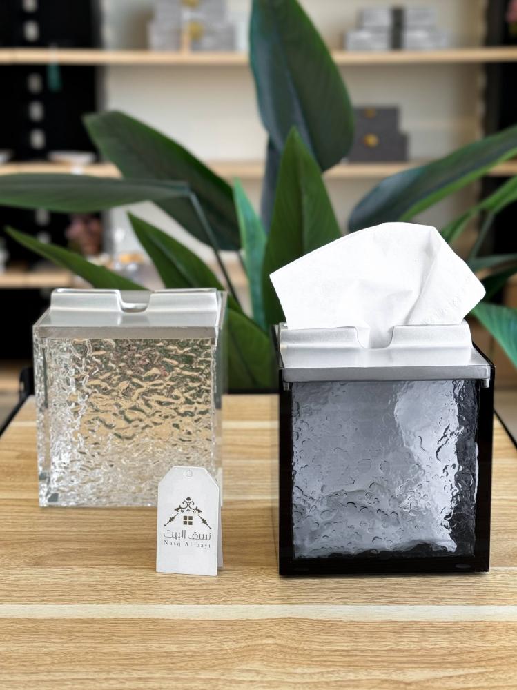 A tissue holder made of acrylic