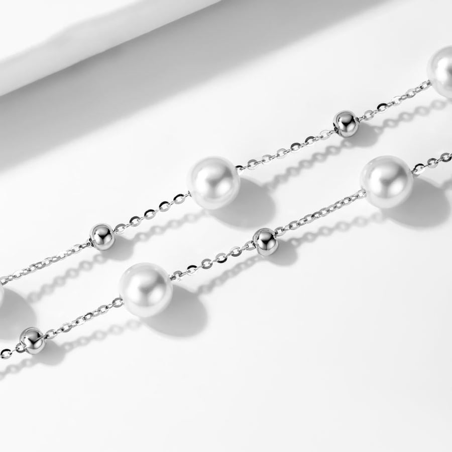 سلسال فضة فاخر مرصع باللؤلؤ الطبيعي  - Lumi Jewelry