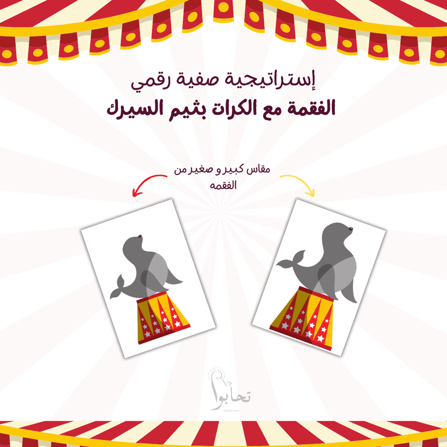 🍬 إستراتيجية رقمية الفقمة مع الكرات بثيم السيرك🍬+ (كرات مفرغة و كرات فصول السنة باللغتين)