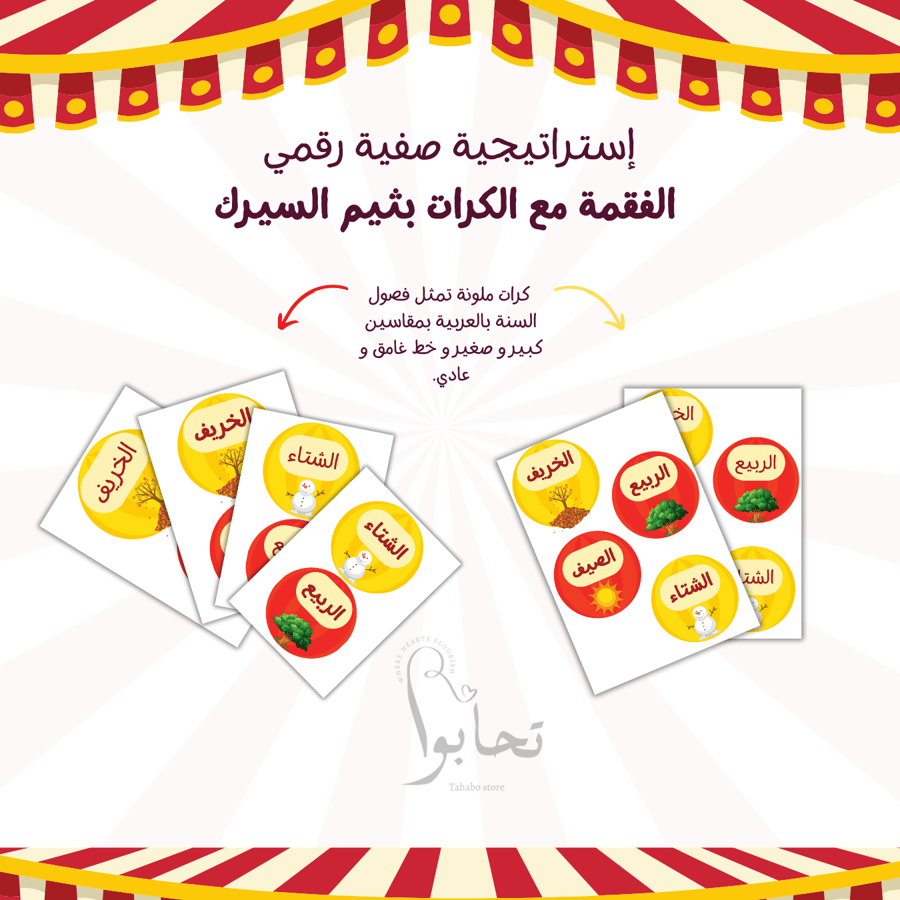 🍬 إستراتيجية رقمية الفقمة مع الكرات بثيم السيرك🍬+ (كرات مفرغة و كرات فصول السنة باللغتين)