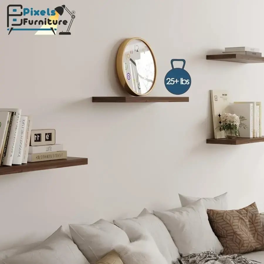 مجموعة من 3 قطعة ارفف عائمة للحائط من بكسل الأثاث, غرفة المعيشة, غرفة النوم, ديكور المطبخ, الحمام, ارفف بدعامات غير مرئية, 60 سم