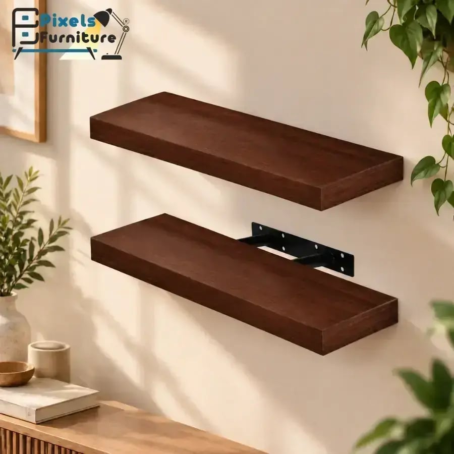 مجموعة من 2 قطعة ارفف عائمة للحائط من بكسل الأثاث, غرفة المعيشة, غرفة النوم, ديكور المطبخ, الحمام, ارفف بدعامات غير مرئية, 120 سم