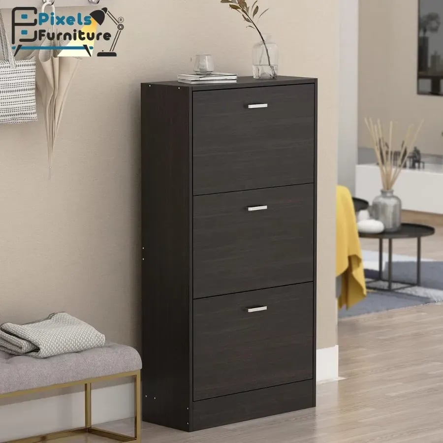 دولاب أحذية قلاب من بكسل الأثاث بتصميم موفّر للمساحة, 3 أرفف تخزين, 120*60*24