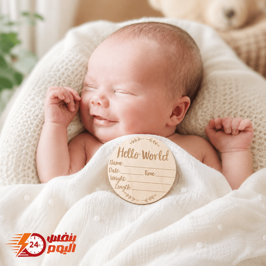 Wooden sign announcing the birth of a child from WEZCHUGHAOL – 5.9 inches to welcome the baby and for photography