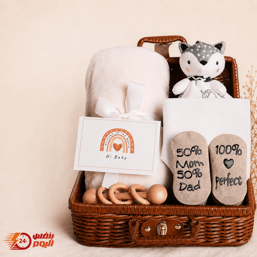 Gift basket for newborns – complete set with teether for babies and new mothers