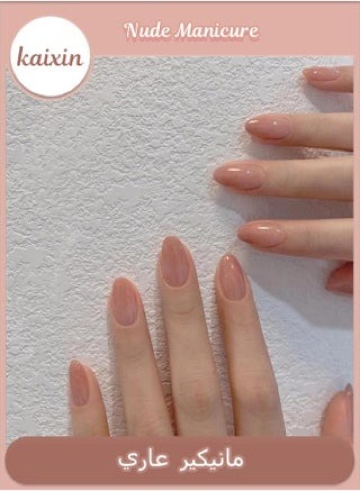 Almond-shaped beige and white stick-on nails – 24 pieces with jelly glue and nail file