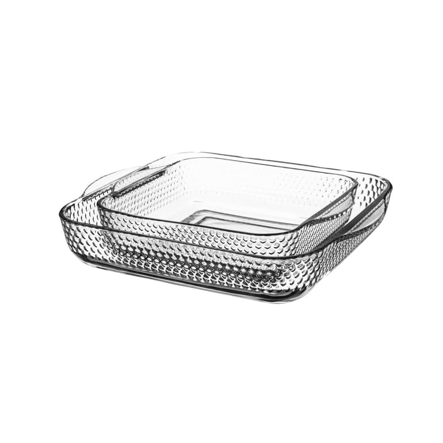 Square glass oven tray set, 2 pieces
