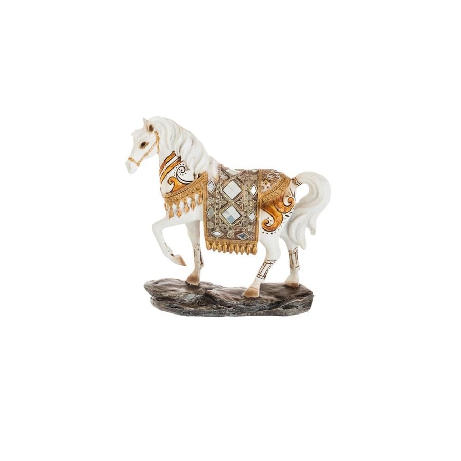 مجسم ديكور الخيل العربي أبيض 19 سم