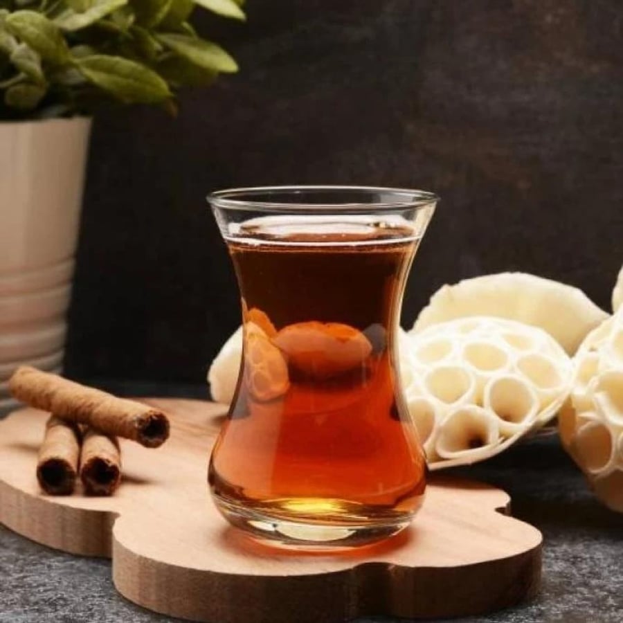 طقم كاسات شاي زجاج شفاف مخنصر Pashabache تركي 108 مل 6 قطعة