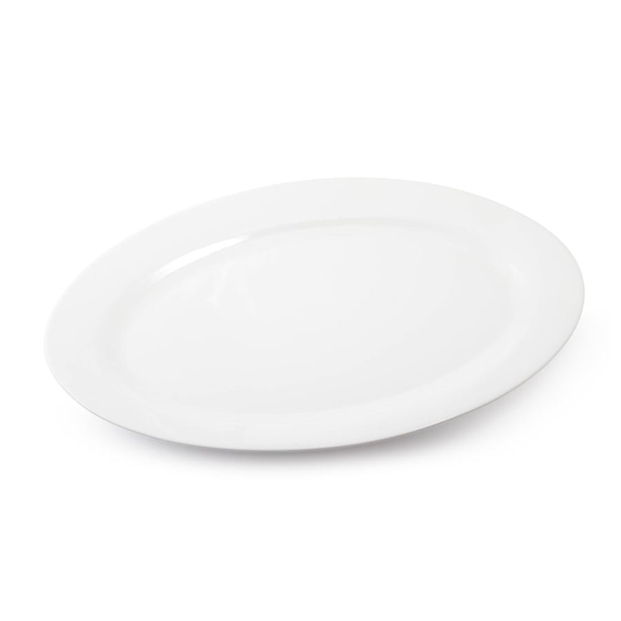 White porcelain rice service, creamy, Bon China, flat, 34 cm size, 1 piece