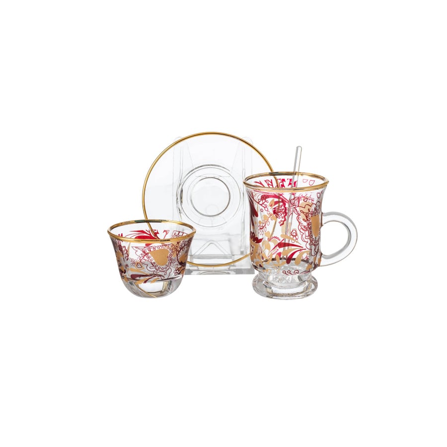 Tea and coffee set 48 pieces glass gold