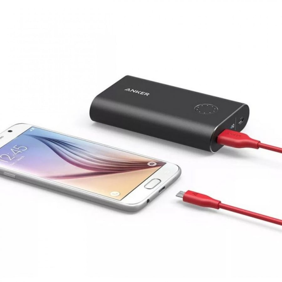 سلك شاحن انكر مايكرو usb ربل مقاوم حتى 5000 عطفه 90 سم يعمل على اجهزه الاندرويد- اسود