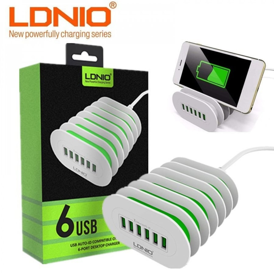 شاحن LDNIO المكتبي 7A ذو 6 منافذ USB