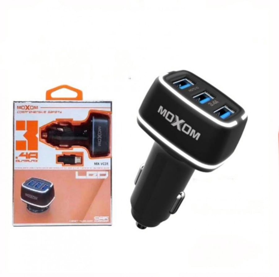 شاحن سيارة سريع الشحن مع كابل MicroUSB 3 منافذ شحن USB 3