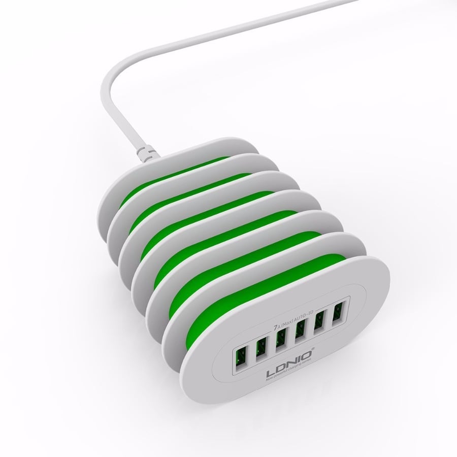 شاحن LDNIO المكتبي 7A ذو 6 منافذ USB