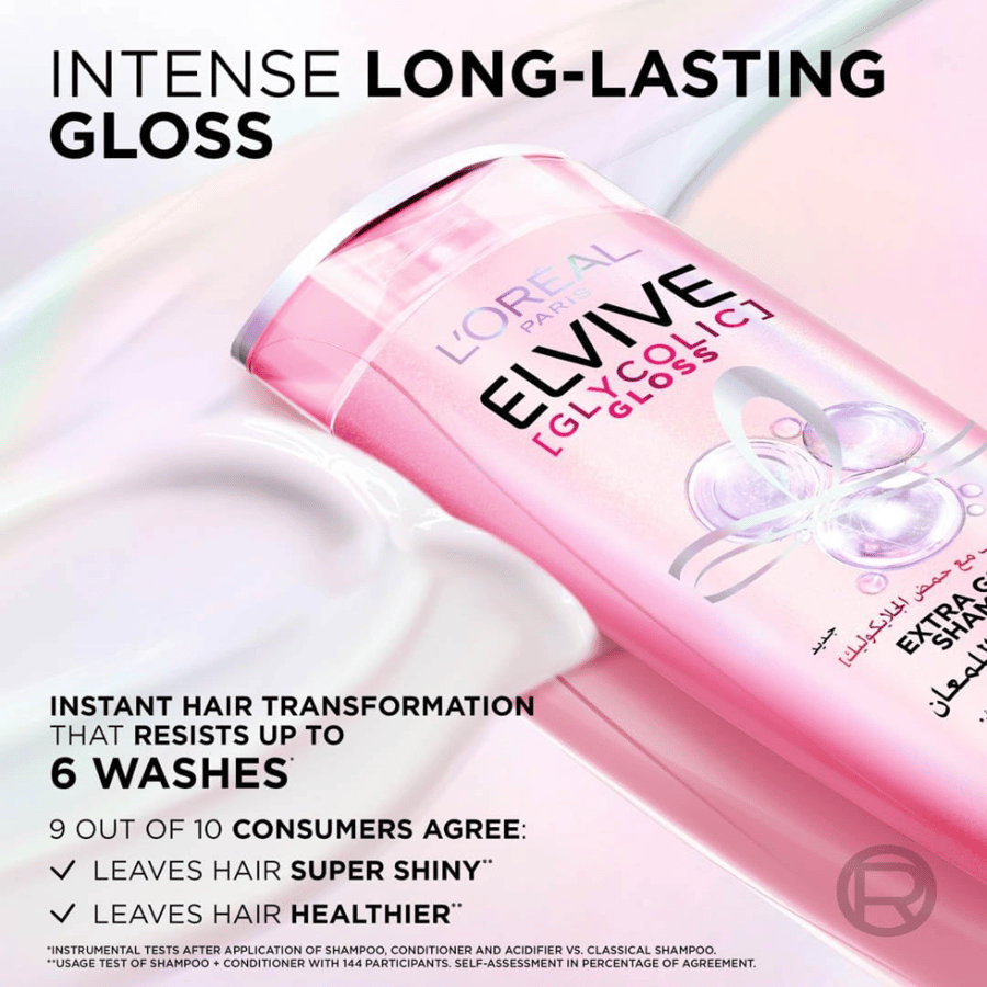 لوريال باريس شامبو فائق اللمعان بحمض الجلايكوليك - 400 مل