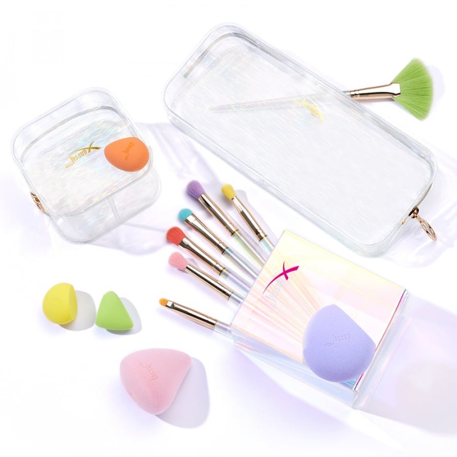 Jisup brush set gift set with colorful brushes, sponge, case, and bag T319