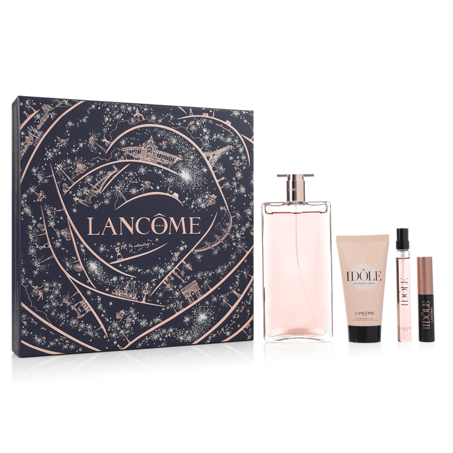 لانكوم طقم  عطر للنساء مع لوشن وماسكارا 4 قطع