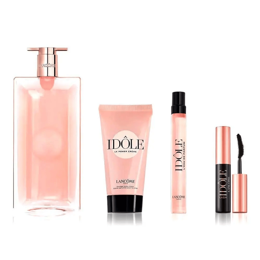 لانكوم طقم عطر للنساء مع لوشن وماسكارا 4 قطع