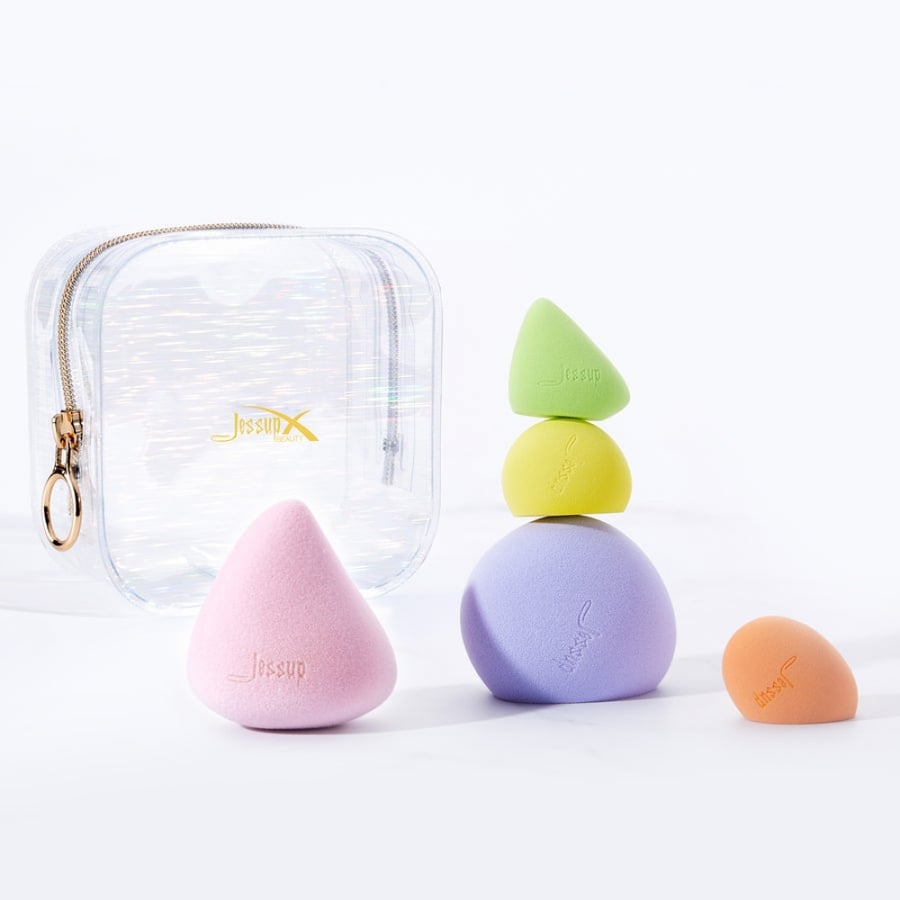 Jisup brush set gift set with colorful brushes, sponge, case, and bag T319