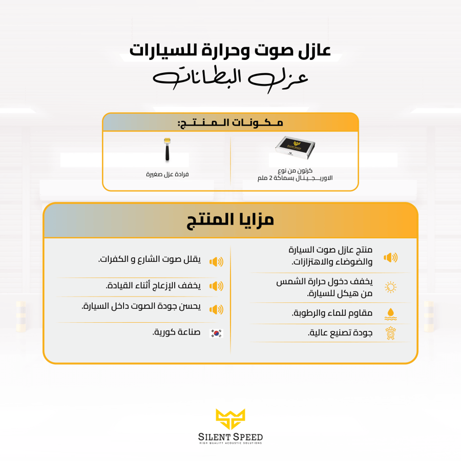 منتج عازل صوتي للسيارات بكج عزل البطانات سايلنت سبيد