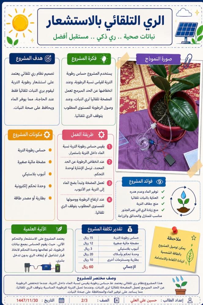 مشروع حساس الرطوبة لسقي النباتات