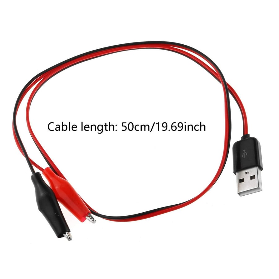 سلك USB مع نهاية فم التمساح بطول 50 سم