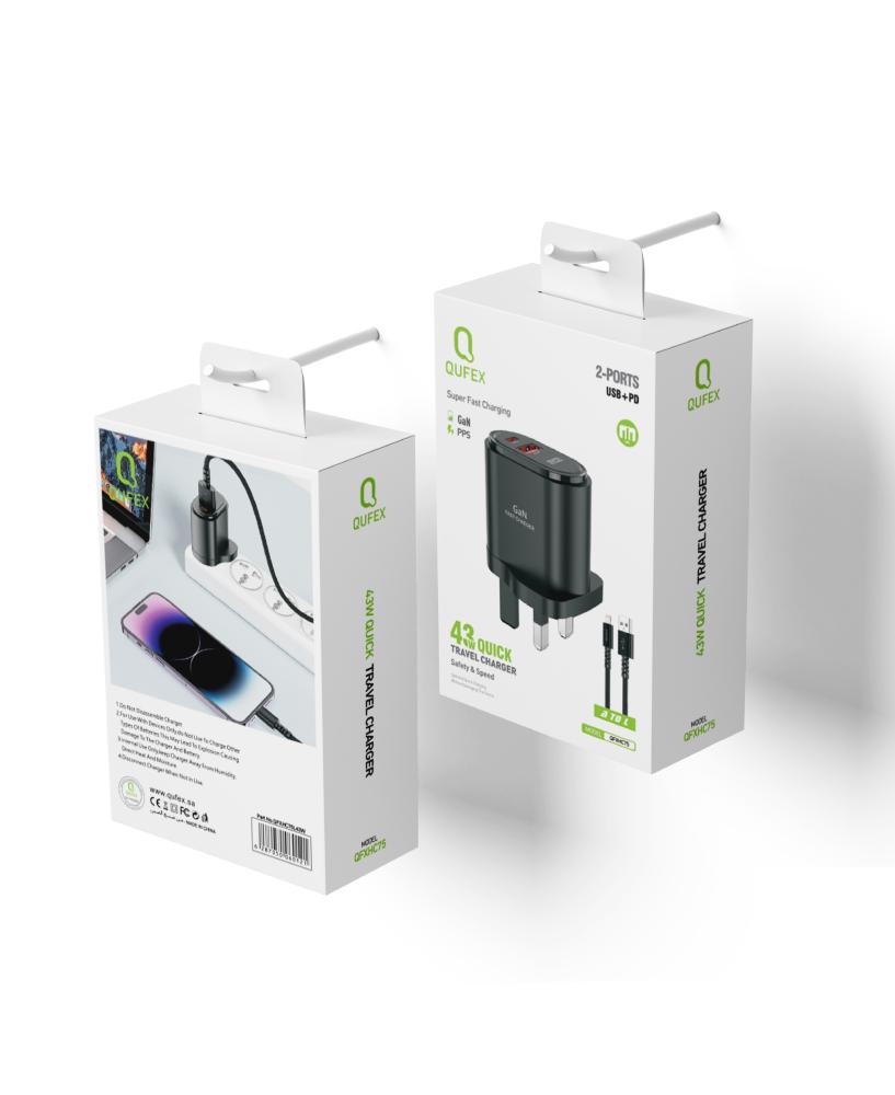 شاحن جداري بقوة 43W + كيبل شحن من USB الى آيفون لايتنينق