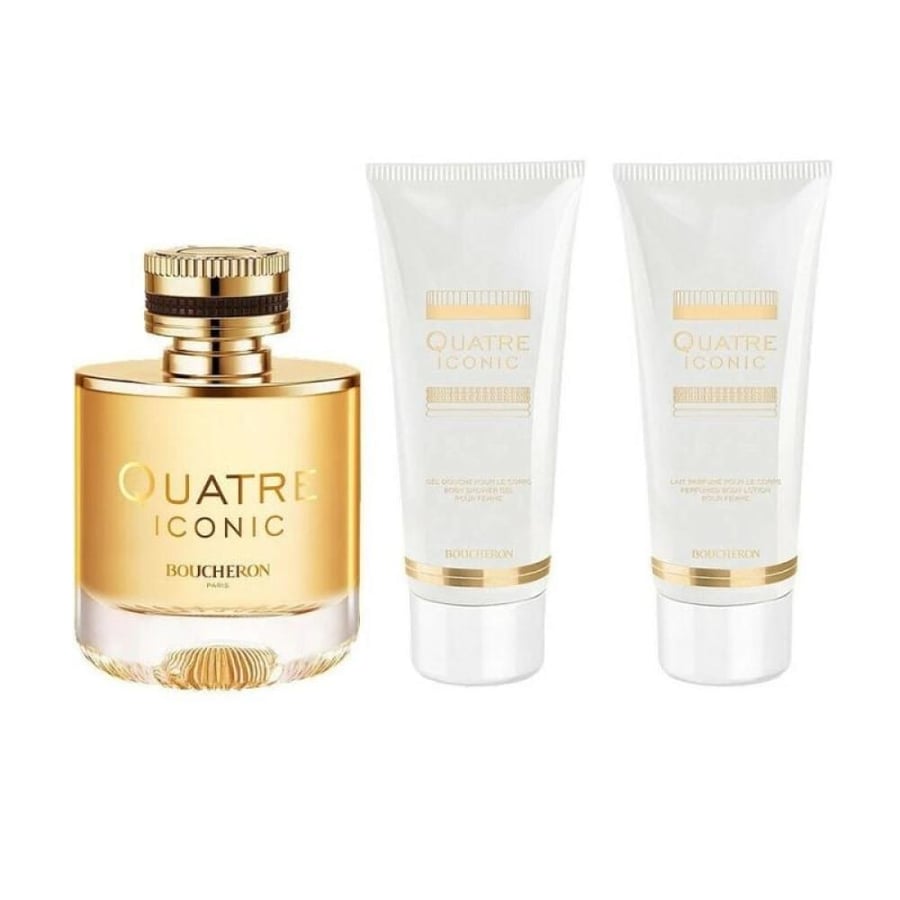 مجموعة عطر كواتر أيكونيك بور فام من بوشيرون طقم أو دو بارفان 100 مل + لوشن للجسم 100 مل + جل استحمام 100 مل
