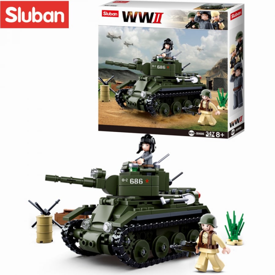 سلوبان, قطع تركيب بلاستيك, دبابة حربية, ألعاب, Sluban, Toys,مكعبات