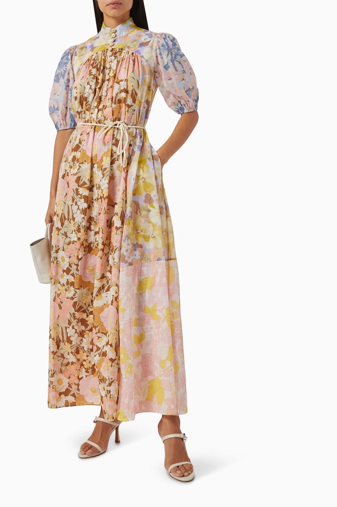 Pop Puff Sleeve Maxi Dress