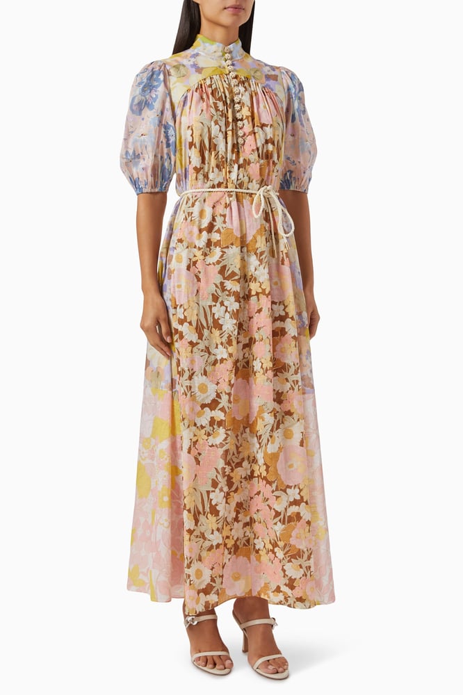 Pop Puff Sleeve Maxi Dress