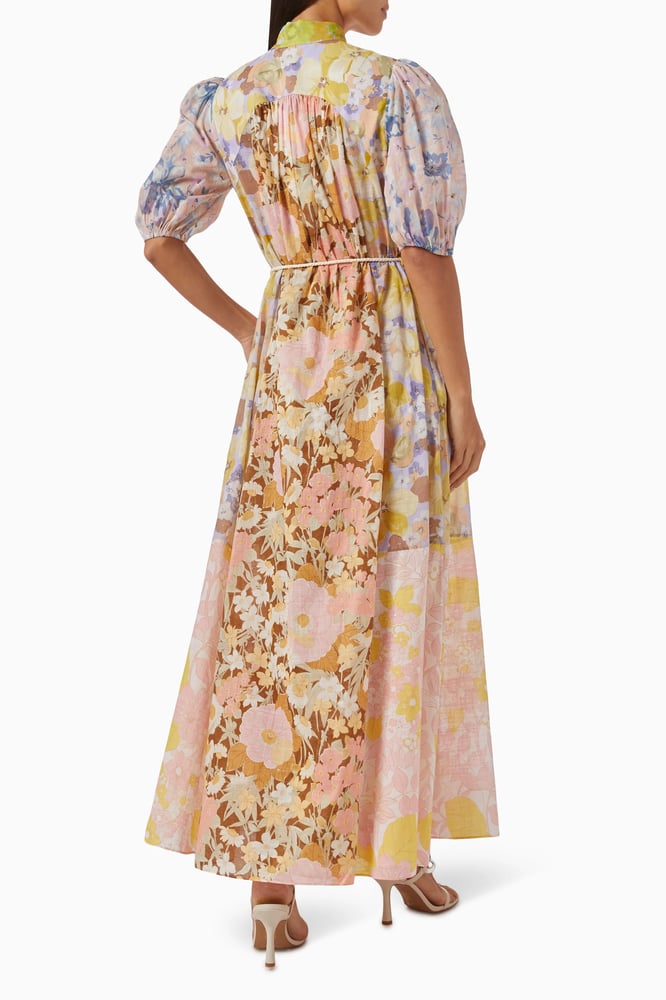 Pop Puff Sleeve Maxi Dress