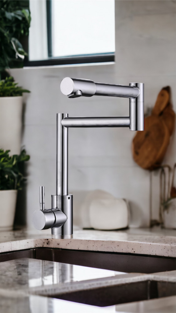 Chrome adjustable neck kitchen mixer