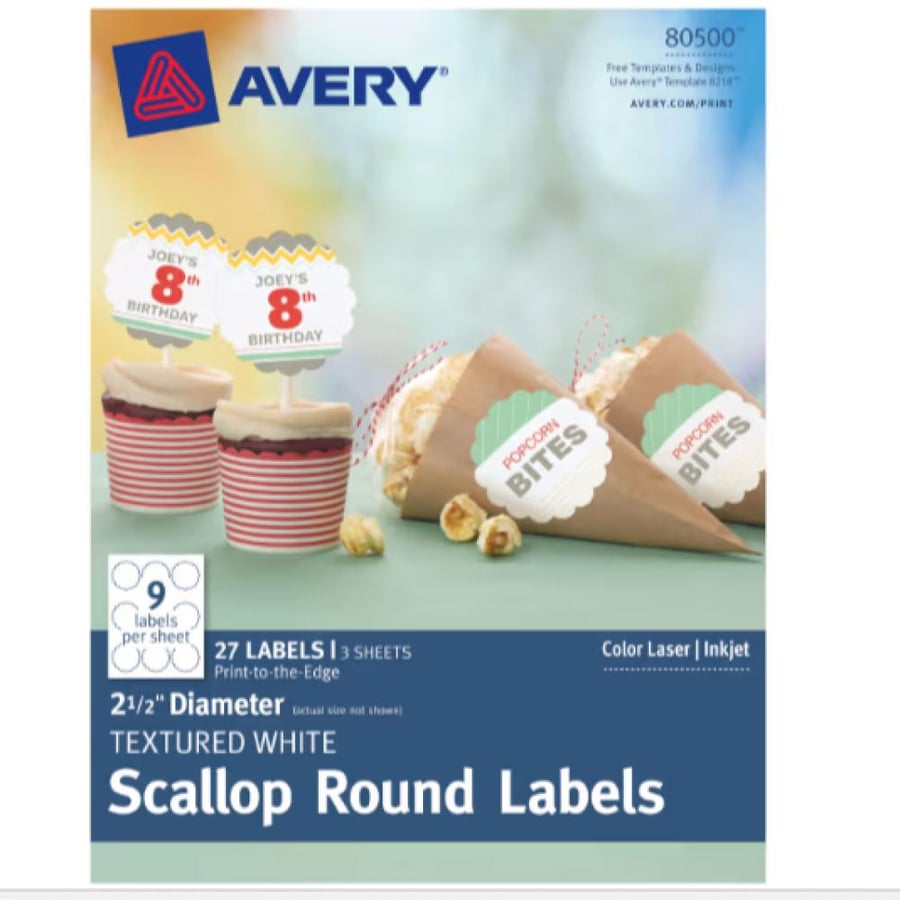 Avery 80500 - ملصقات دائرية على شكل صدفة
