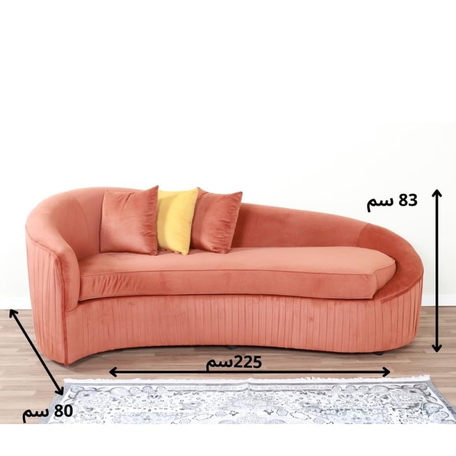 طقم كنب 11 شخص بتصميم عصري  قماش مخمل لون برتقالي