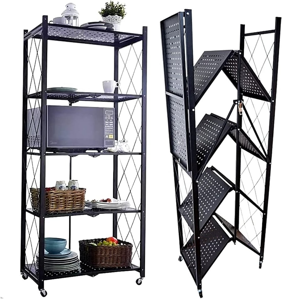 Five-tier foldable storage shelves