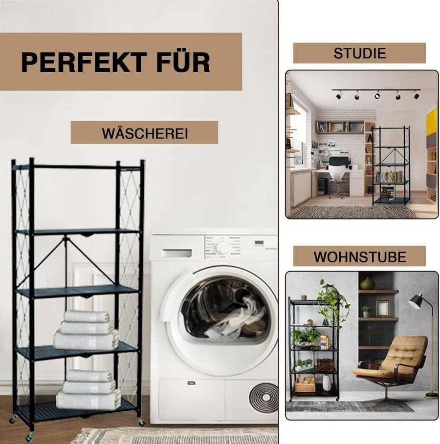 Five-tier foldable storage shelves